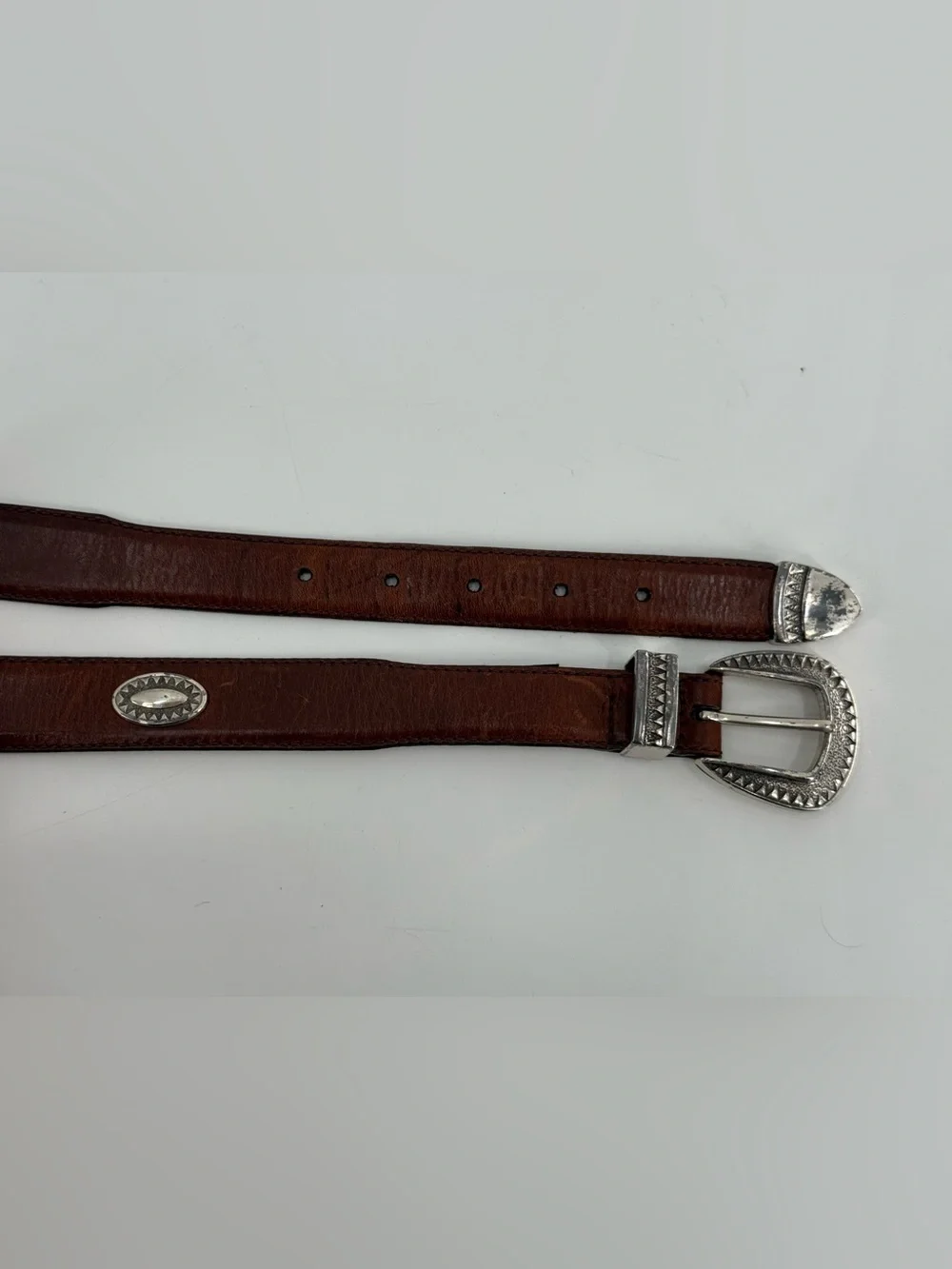 Greg Norman Vintage‎ Brown Leather Medallion Belt 32
